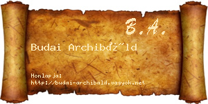 Budai Archibáld névjegykártya